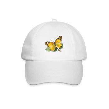 Gelber Schmetterling, naturalistische Illustrationsradierung - Baseballkappe - Weiß/Weiß - Vorne