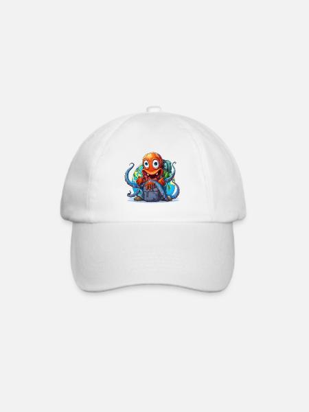 Reise-Oktopus mit Weltkugel - Baseballkappe - Weiß/Weiß