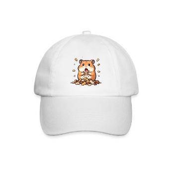 Gourmet-Hamster und Erdnüsse - Baseballkappe - Weiß/Weiß - Vorne