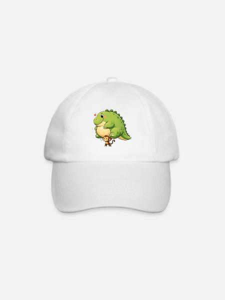 Affe trägt Dinosaurier - Baseballkappe - Weiß/Weiß