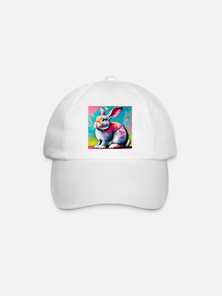 Kaninchen - Baseballkappe - Weiß/Weiß