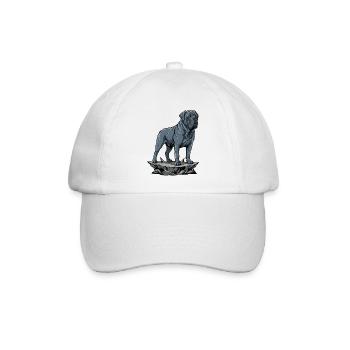 Neapolitanischer Mastiffhund auf dem Rock Blue Portrait - Baseballkappe - Weiß/Weiß - Vorne