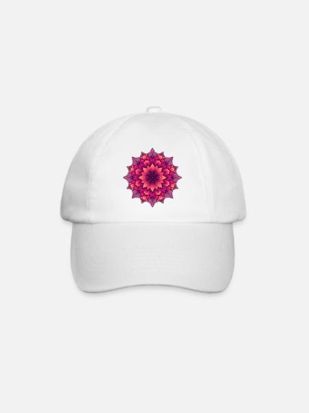 Kaleidoskopische Blütenmandala - Baseballkappe - Weiß/Weiß