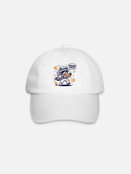 Kosmischer Waschbär-Pizza - Baseballkappe - Weiß/Weiß