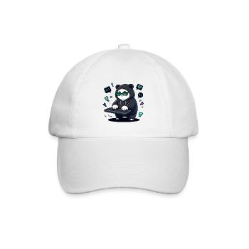 Panda Hacker im Neon-Hoodie - Baseballkappe - Weiß/Weiß - Vorne