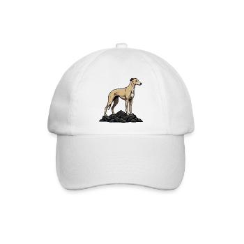 Windhund auf Felsen Porträt Sandwindhund - Baseballkappe - Weiß/Weiß - Vorne
