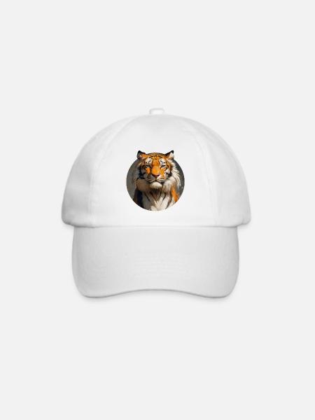 Tiger-Design - Baseballkappe - Weiß/Weiß
