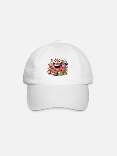 Verrückter Kraken voller Schnickschnack - Baseballkappe - Weiß/Weiß