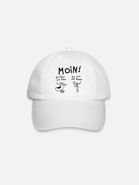Moin Möwe Pommesdieb Lustig - Baseballkappe - Weiß/Weiß
