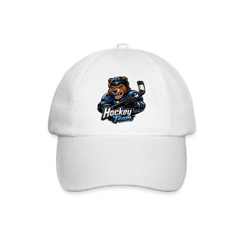 Bär Eishockey Team Maskottchen - Baseballkappe - Weiß/Weiß - Vorne