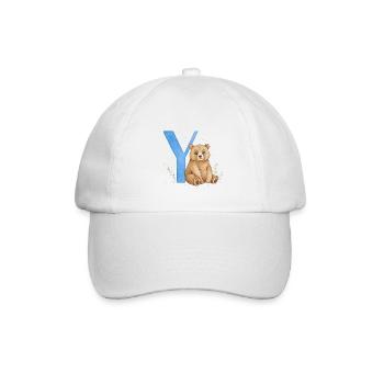 Y mit Bär – Wasserfarben - Baseballkappe - Weiß/Weiß - Vorne
