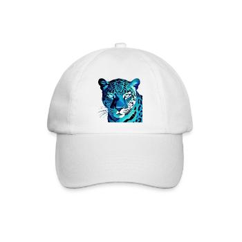 Fluoreszierender geometrischer Blauer Leopard - Baseballkappe - Weiß/Weiß - Vorne