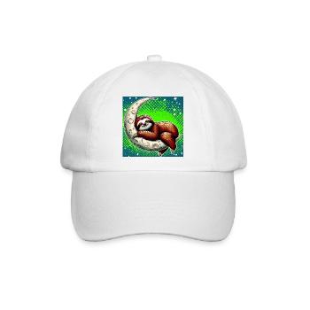 Faultier schläft auf dem Mond - Baseballkappe - Weiß/Weiß - Vorne