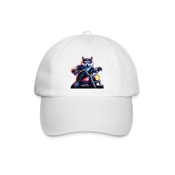 Neon Biker Wolf Motorradtier - Baseballkappe - Weiß/Weiß - Vorne