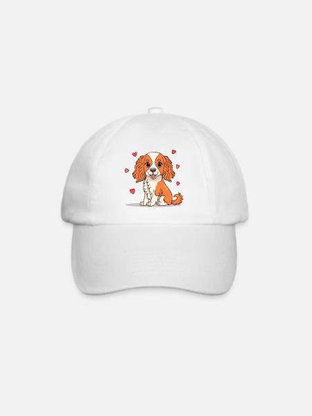 Cavalier Spaniel (Comic) - Baseballkappe - Weiß/Weiß