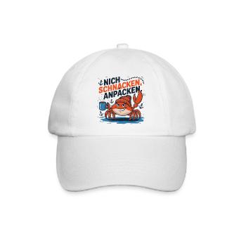  Nich Schnacken Anpacken Krabbe Moin Nordsee - Baseballkappe - Weiß/Weiß - Vorne