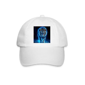 Neonblaue Löwen-Aura - Baseballkappe - Weiß/Weiß - Vorne