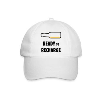Ready To Recharge (Bier / Bierchen / POS 2C) - Baseballkappe - Weiß/Weiß - Vorne