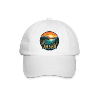 Lake Tahoe Kabine Dekor Sonnenuntergang Bergreise - Baseballkappe - Weiß/Weiß - Vorne