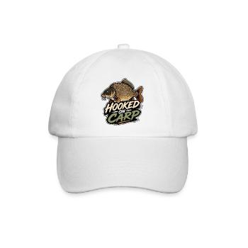 Hooked On Carp Lustiges Karpfenfischen-Design - Baseballkappe - Weiß/Weiß - Vorne