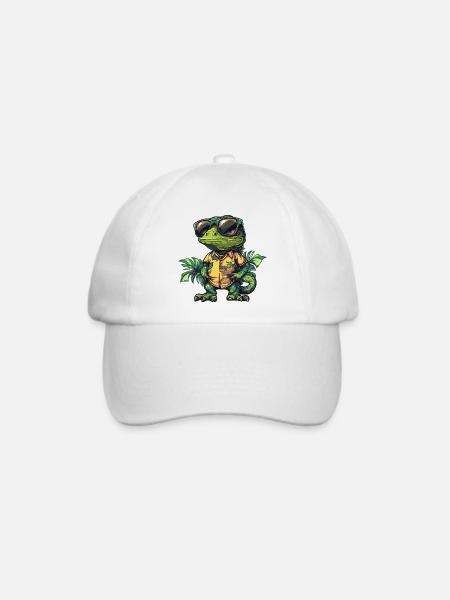 Chameleon Comic Urlaub - Baseballkappe - Weiß/Weiß