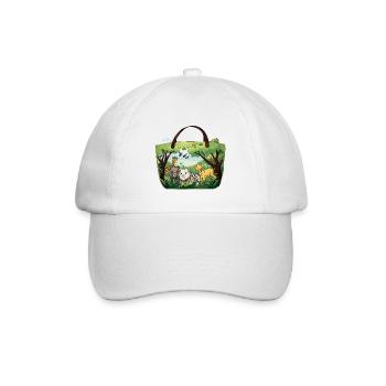 Jungle-Tierwelt Stofftasche - Baseballkappe - Weiß/Weiß - Vorne