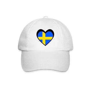 Sverige Svart Hjärta – Kärlek till Sverige - Baseballkappe - Weiß/Weiß - Vorne