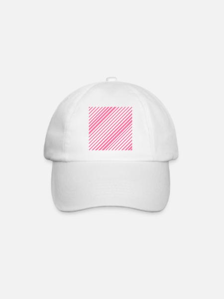 Grafische Linien mit diagonalen Streifen L-Rosa - Baseballkappe - Weiß/Weiß