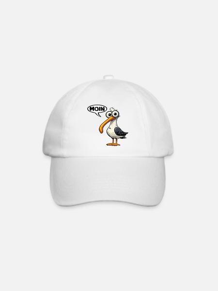 Moin Möwe Comic Miesmuschelartwuermchen  - Baseballkappe - Weiß/Weiß