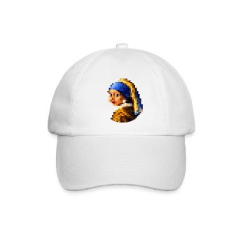 Das Mädchen mit dem pixeligen Perlenohrring - Baseballkappe - Weiß/Weiß - Vorne
