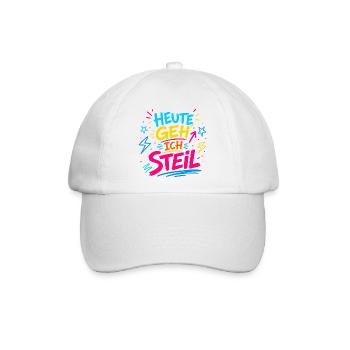 Heute geh ich steil Neon-Design - Baseballkappe - Weiß/Weiß - Vorne