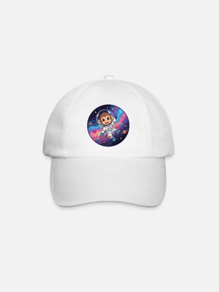 Affen-Astronaut im Sternenraum - Baseballkappe - Weiß/Weiß