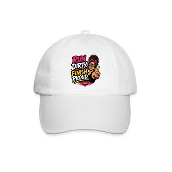 Run Dirty Finish Proud Runner Girl Design - Baseballkappe - Weiß/Weiß - Vorne