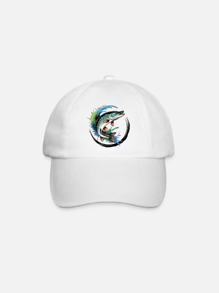 Hecht Angeln - Baseballkappe - Weiß/Weiß