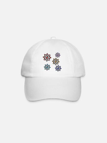 Blumen - Baseballkappe - Weiß/Weiß