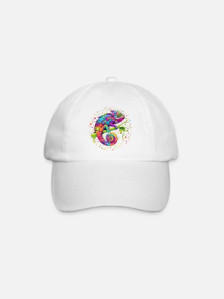 Chamäleon-Aquarellfantasie - Baseballkappe - Weiß/Weiß