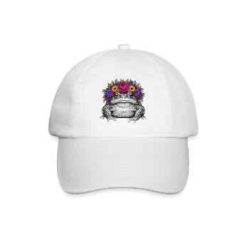 Kröte mit Blumenkrone - Baseballkappe - Weiß/Weiß - Vorne