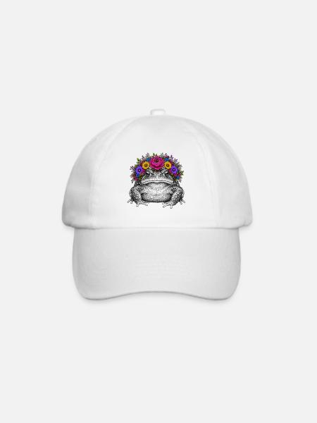Kröte mit Blumenkrone - Baseballkappe - Weiß/Weiß