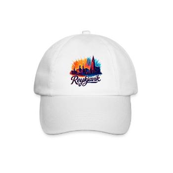 Reykjavík Silhouette – Island Grafikdesign - Baseballkappe - Weiß/Weiß - Vorne