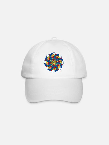 Helles Kaleidoskop-Mandala - Baseballkappe - Weiß/Weiß