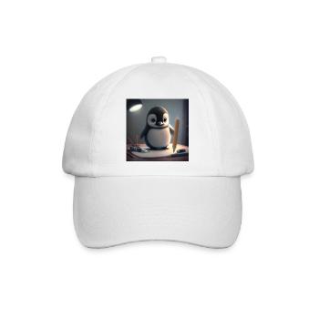 Pinguin Künstler am Tisch - Baseballkappe - Weiß/Weiß - Vorne