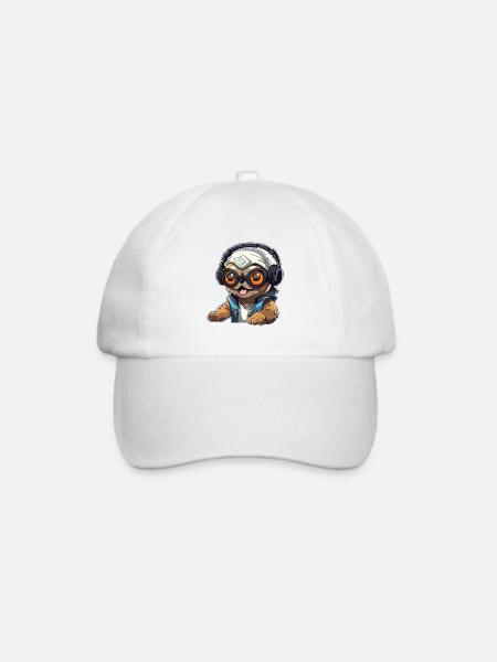 Gamer-Panda mit Headset - Baseballkappe - Weiß/Weiß