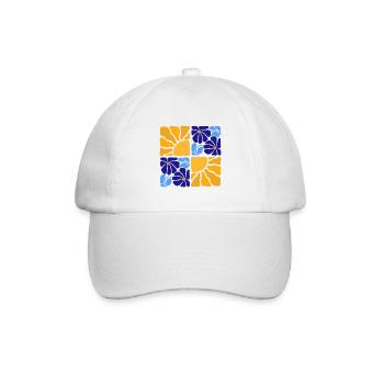 70s Retro Blumen & Sonne Design - Baseballkappe - Weiß/Weiß - Vorne
