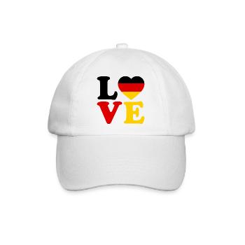 Deutschland Love Herz Fussball Fan Shirt - Baseballkappe - Weiß/Weiß - Vorne
