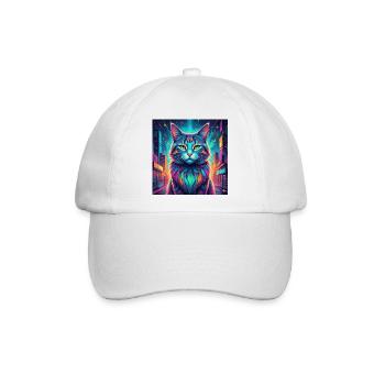 Neonkatze  - Baseballkappe - Weiß/Weiß - Vorne