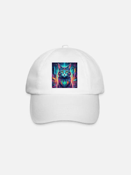 Neonkatze - Baseballkappe - Weiß/Weiß