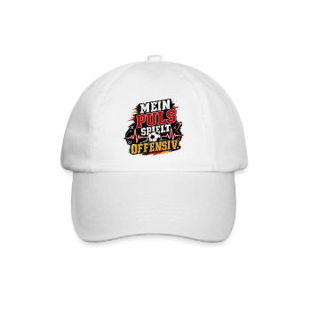 Mein Puls spielt offensiv Fussball Länderspiel - Baseballkappe - Weiß/Weiß - Vorne