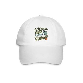 Ich kann nicht, ich muss gießen - Baseballkappe - Weiß/Weiß - Vorne