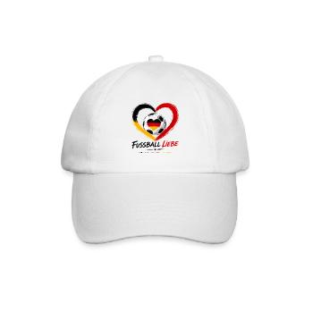 Fussball Liebe Herzflagge Deutschland - Baseballkappe - Weiß/Weiß - Vorne