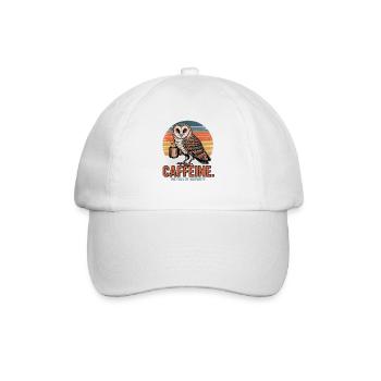 Eule mit Kaffee Retro Sunset Caffeine Spruch - Baseballkappe - Weiß/Weiß - Vorne